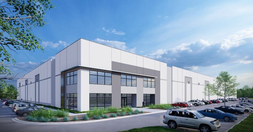 The North Greenwood Industrial Park phase two site development and design/build speculative building will be a 108,500-square-foot pre-cast concrete structure expandable to 155,000 square feet. (Rendering/McMillan Pazdan Smith)