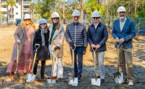 Paula and Keith Murphy participate in the groundbreaking ceremony for The Inlet at Seabrook Island, an 11-unit luxury townhome development expected to be completed this fall. (Photo/The Inlet)